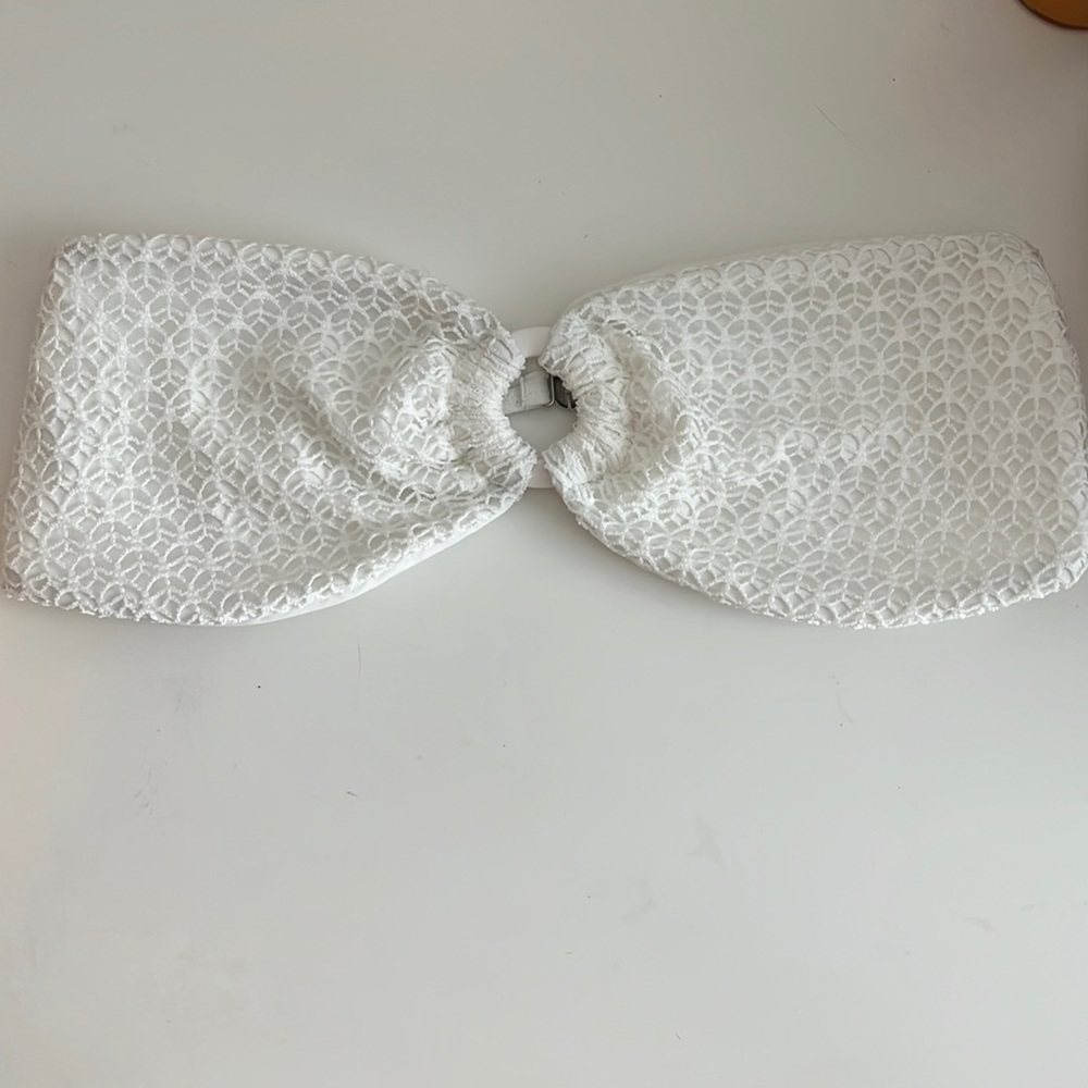 strapless white bikini top